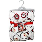 Wholesale - 2pc SANTA BLANKET SET - VELBOA W/BOOTIES C/P 36, UPC: 191655244946